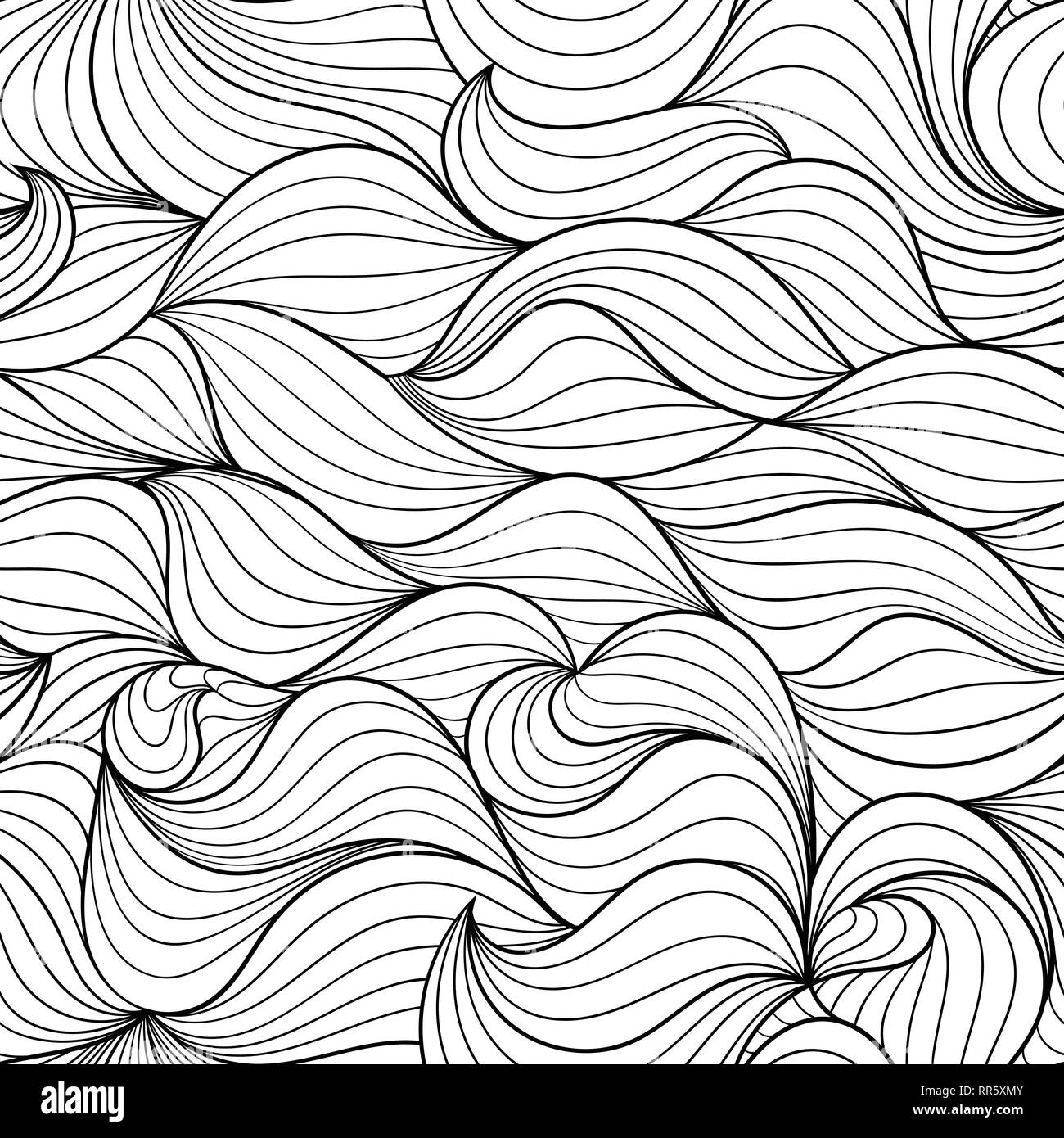 Hand drawn sea waves Black and White Stock Photos & Images - Alamy