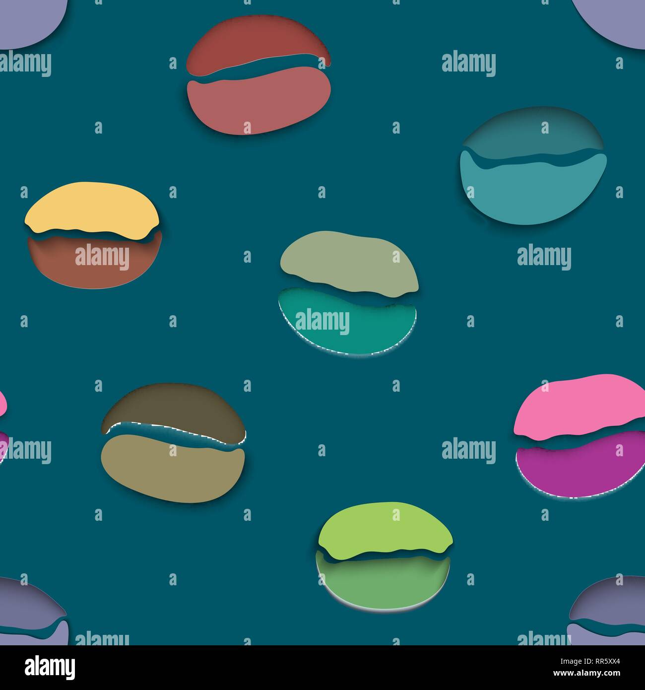 Abstract coffee bean be hollow and high relief with shadow Stock Vector