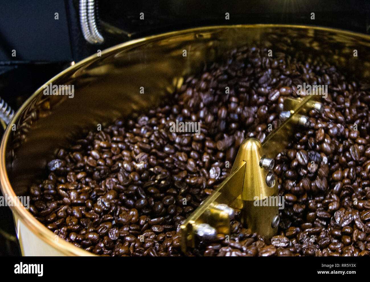 Roasted coffee in coffee roaster, arabica roasted coffee crop Stock Photo Alamy
