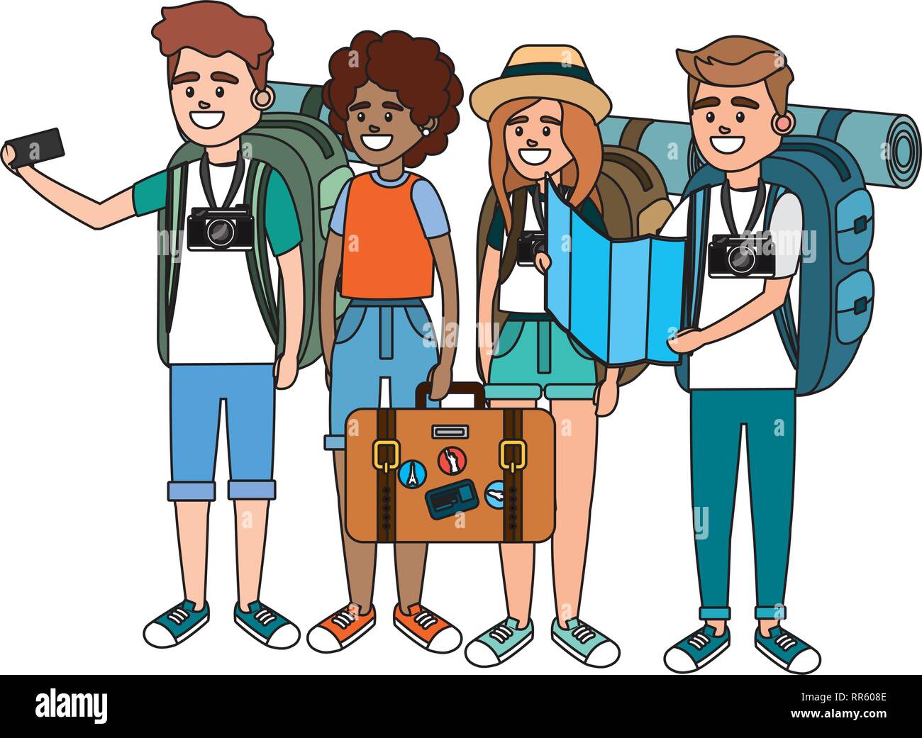 tourist people cartoon Stock Vector