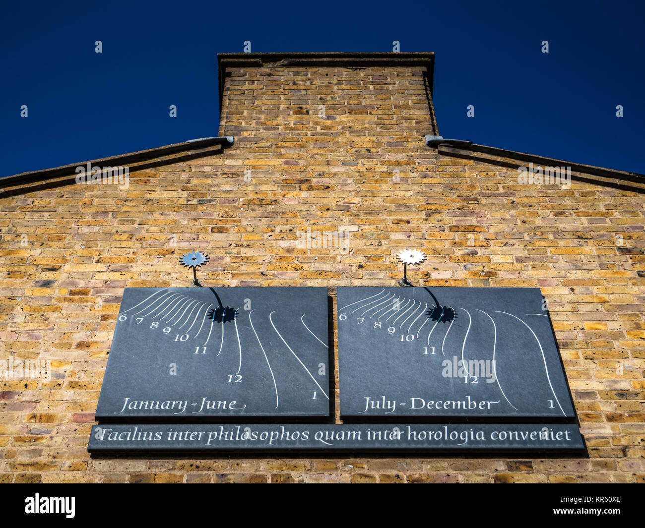 Cambridge Sundial at Magdalene College, Cambridge University, designed by an undergraduate W.F. Ng in 1986. Stock Photo