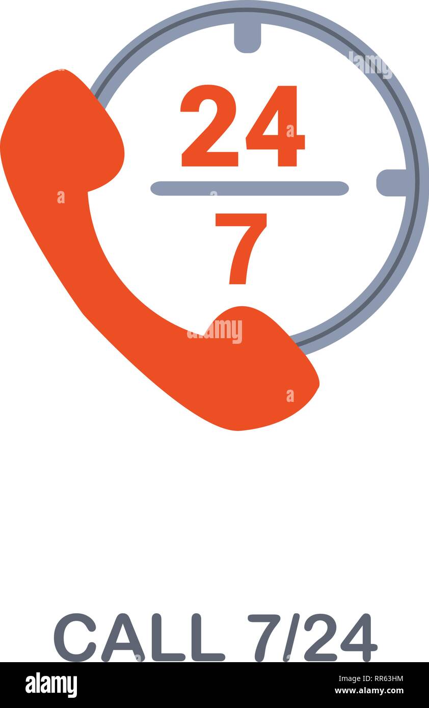 Call 7 24 icon. Premium two colors style design from contact us icons collection. Pixel perfect Call 7 24 icon for web design, apps, software, print Stock Vector