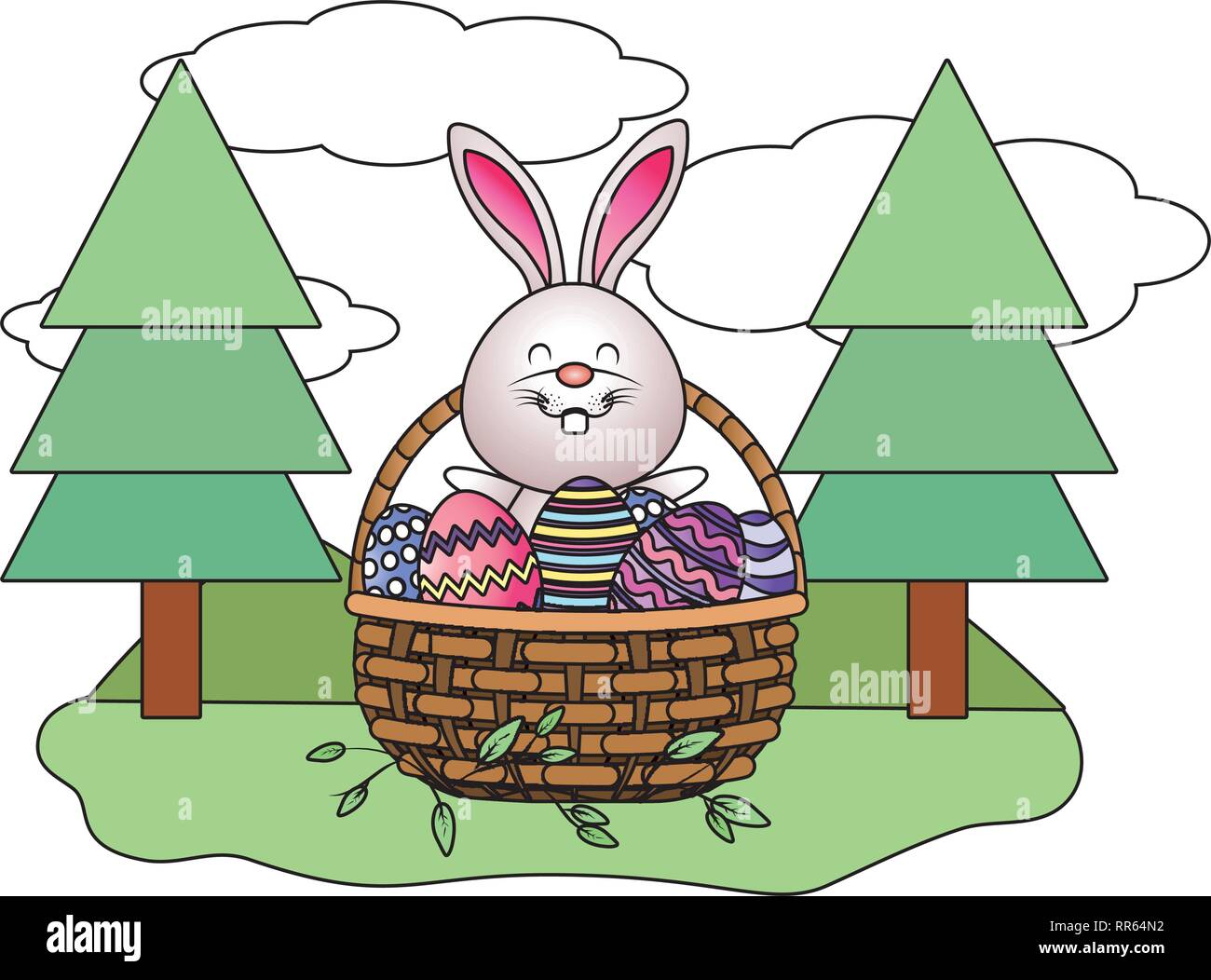bunny with easter eggs Stock Vector Image & Art - Alamy