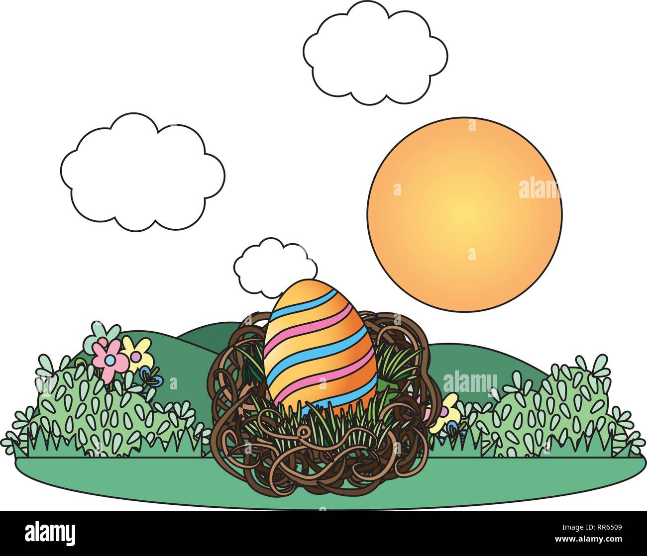 easter eggs in a nest Stock Vector Image & Art - Alamy