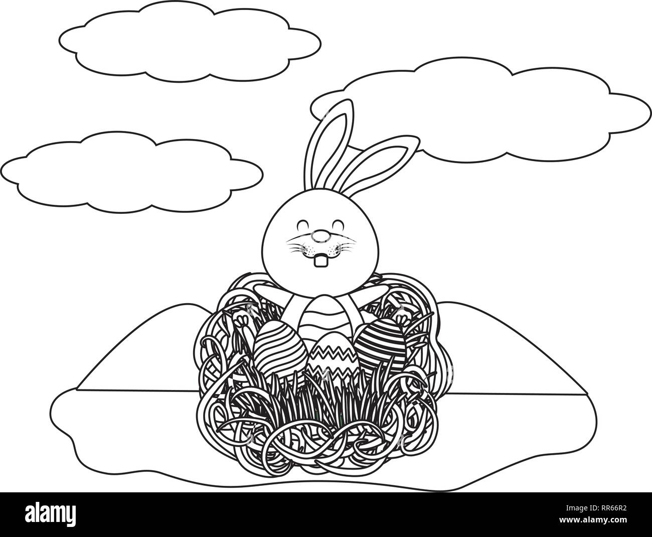 bunny with easter eggs Stock Vector Image & Art - Alamy