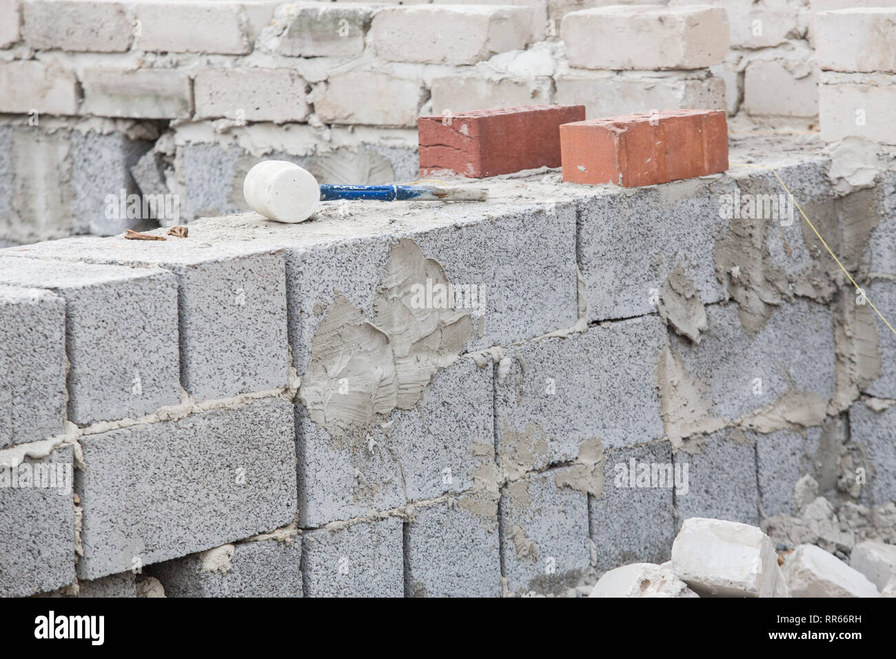 Brick wall masonry close-up Stock Photo