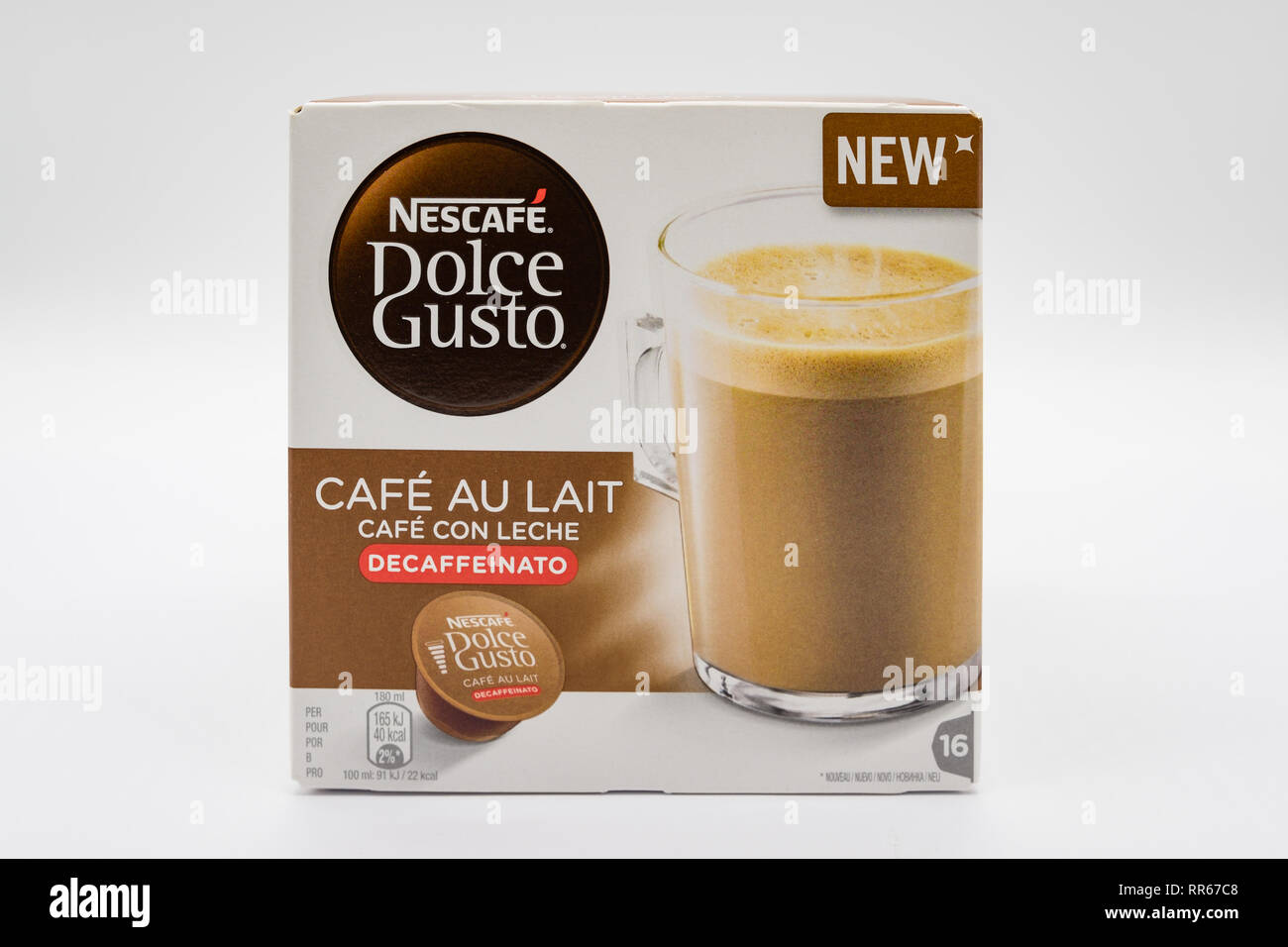 Largs, Scotland, UK - February 19, 2019: Nescafe Dolce Gusto Branded  decafinated coffee refill Pods all packaging and pods are recyclable Stock  Photo - Alamy