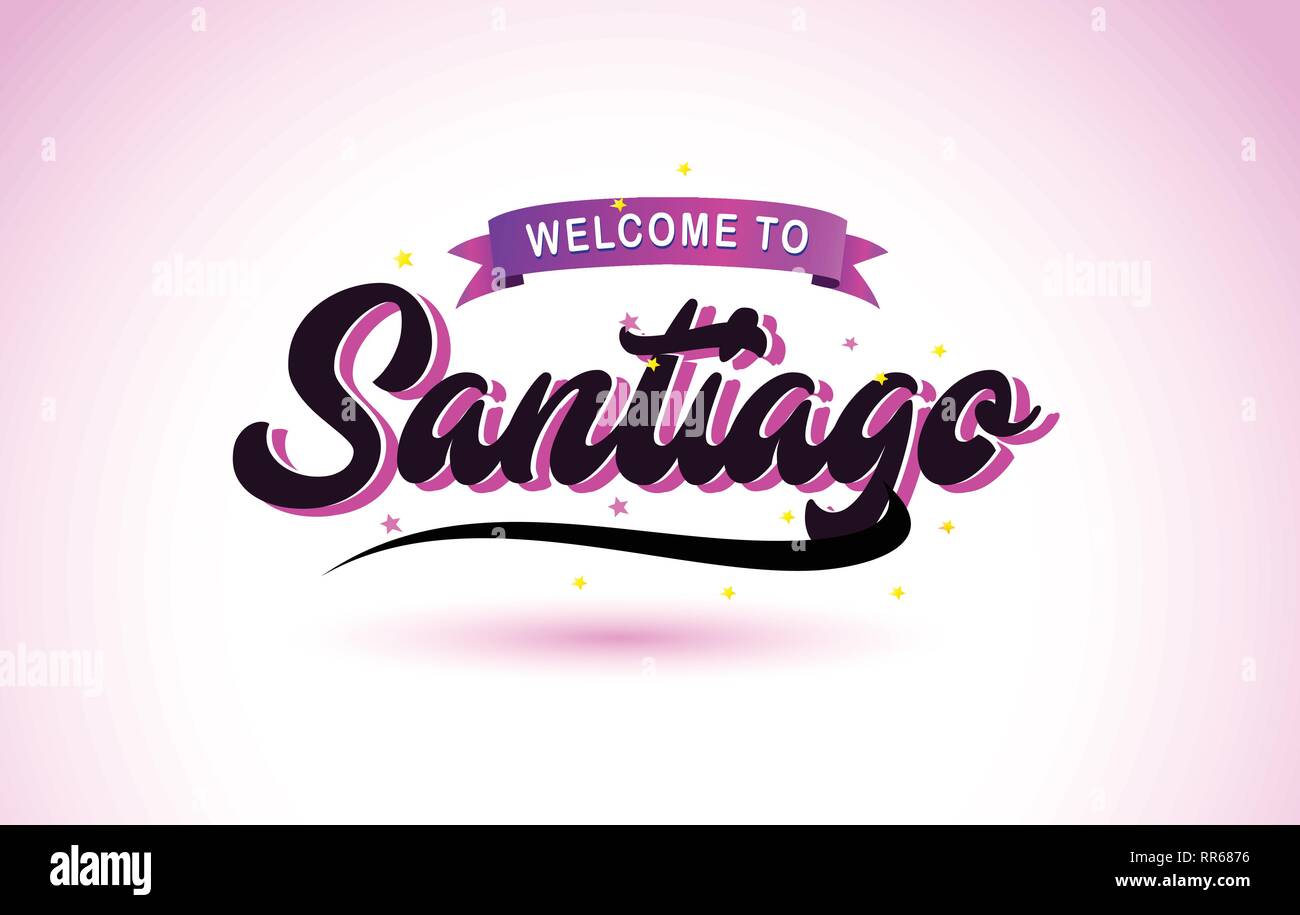 Download Santiago Welcome To Creative Text Handwritten Font With Purple Pink Colors Design Vector Illustration Stock Vector Image Art Alamy SVG Cut Files