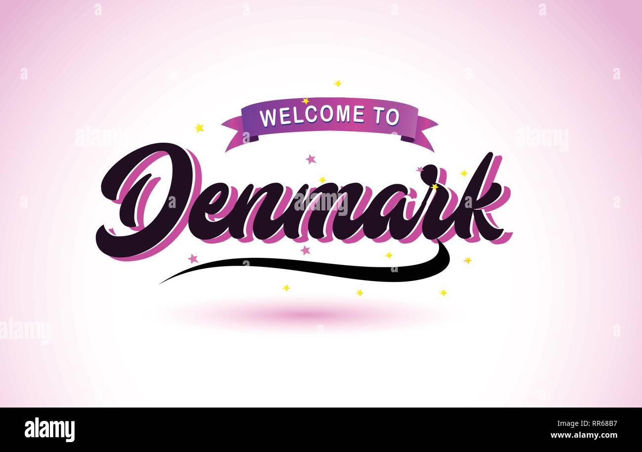 Denmark Welcome to Creative Text Handwritten Font with Purple Pink ...