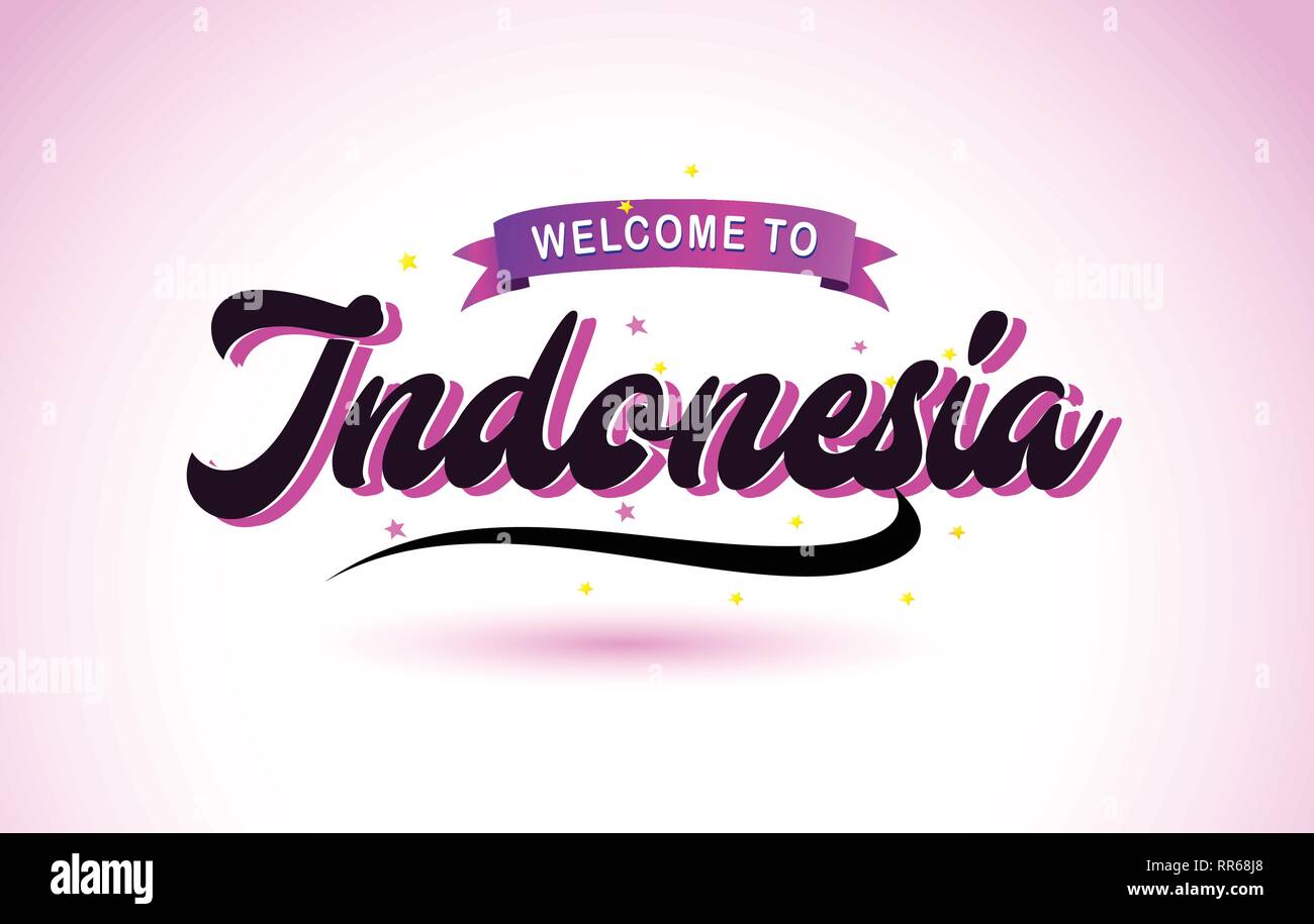 Download Indonesia Welcome To Creative Text Handwritten Font With Purple Pink Colors Design Vector Illustration Stock Vector Image Art Alamy Yellowimages Mockups
