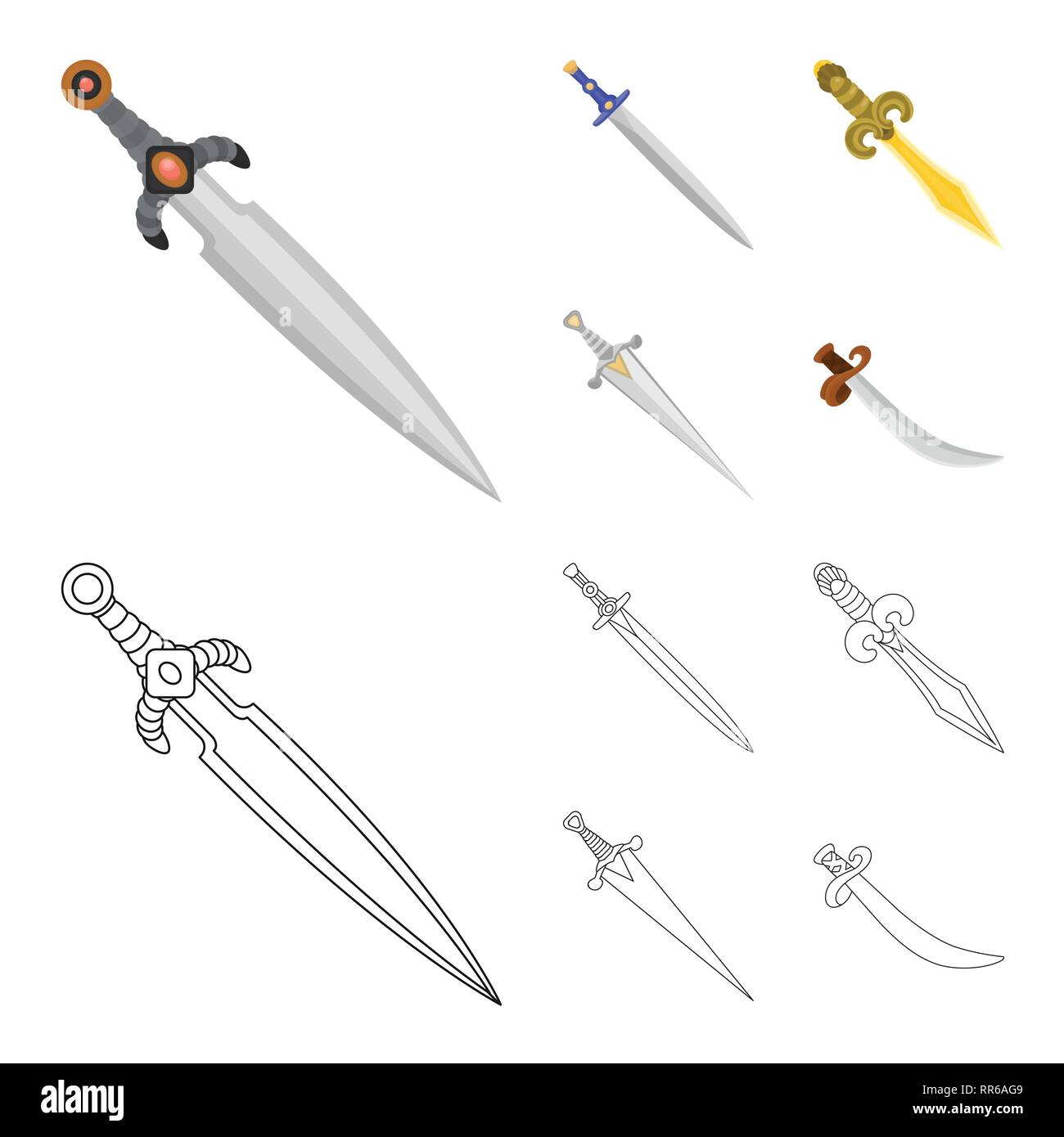 Spanish,longsword,power,battle,handle,hilt,scimitar,conqueror,decoration,pirate,steel,star,gold,silver,copper,murder,ornament,stone,warrior,soldier,ruby,military,fantasy,game,armor,sharp,blade,sword,dagger,knife,weapon,saber,medieval,set,vector,icon,illustration,isolated,collection,design,element,graphic,sign Vector Vectors , Stock Vector
