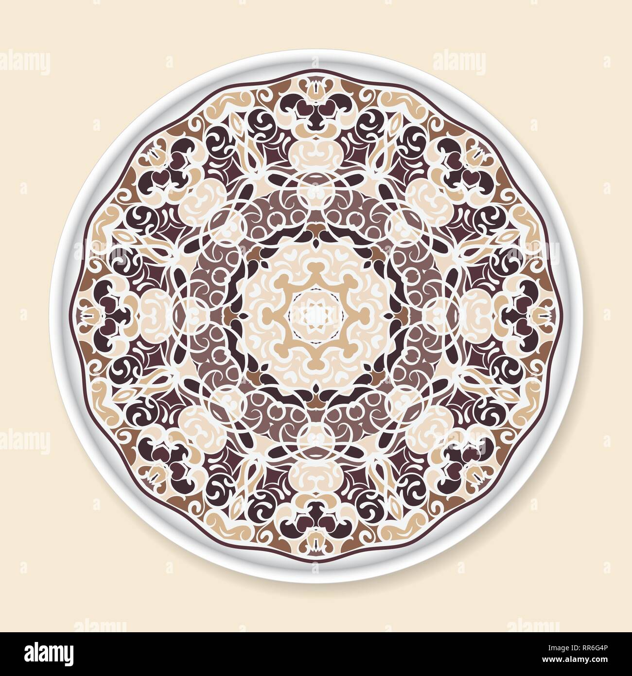 Decorative Plate With Round Ornament In Ethnic Style Home Decor