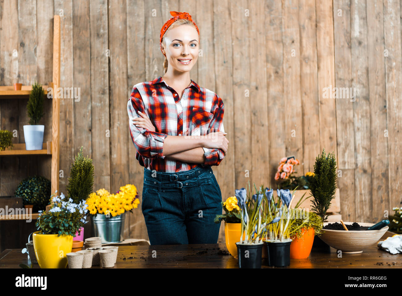 Woman standing arms crossed near hi-res stock photography and images ...