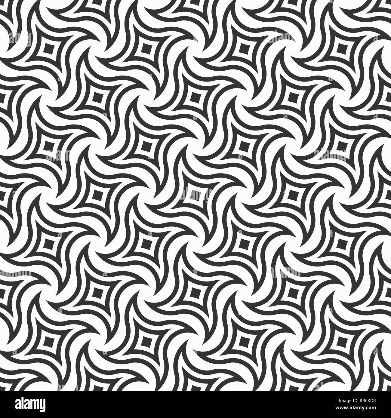 Abstract seamless pattern. Regular repeating swirling geometric shapes
