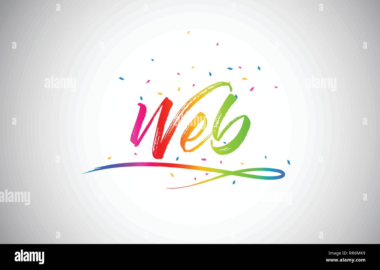 Web Creative Word Text with Handwritten Rainbow Vibrant Colors and ...