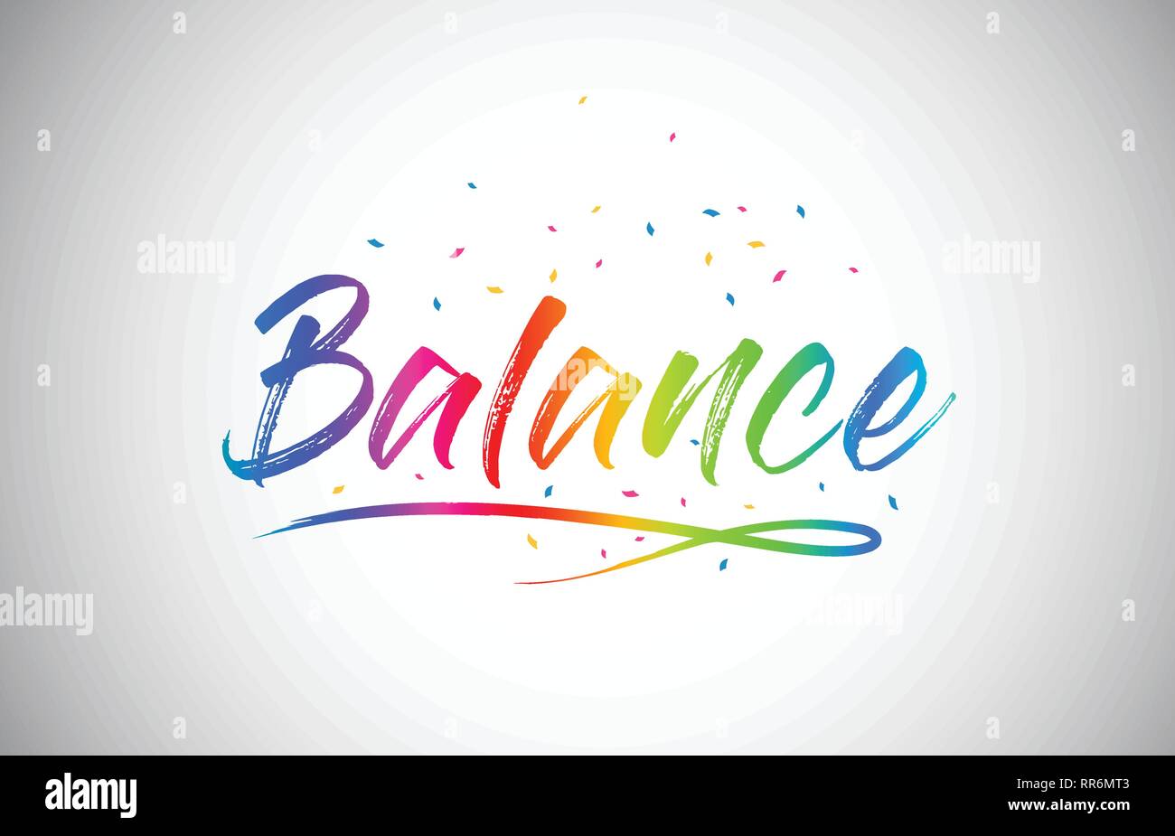 Download Balance Creative Word Text With Handwritten Rainbow Vibrant Colors And Confetti Vector Illustration Stock Vector Image Art Alamy SVG Cut Files