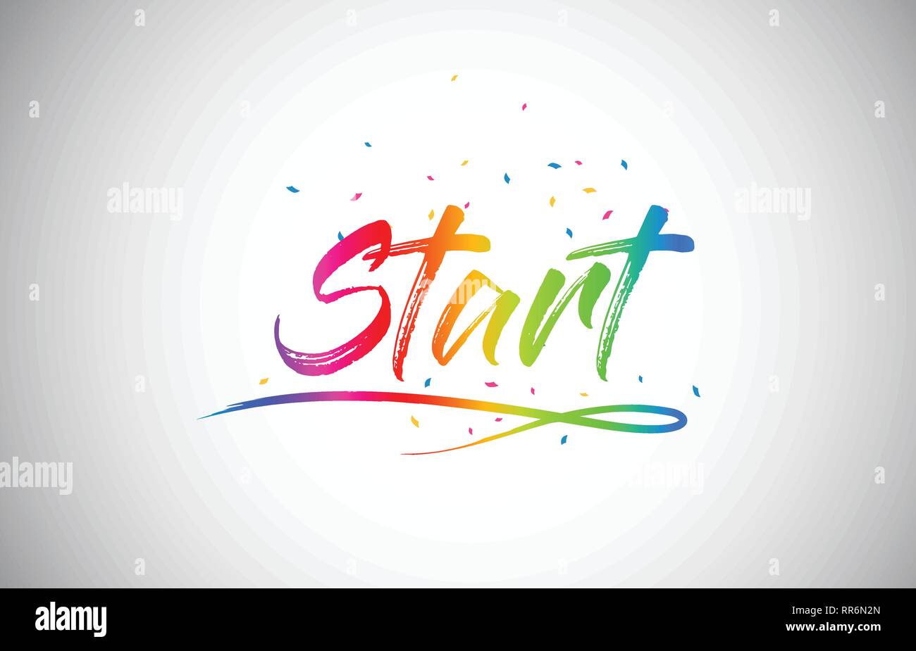 Download Start Creative Word Text With Handwritten Rainbow Vibrant Colors And Confetti Vector Illustration Stock Vector Image Art Alamy SVG Cut Files