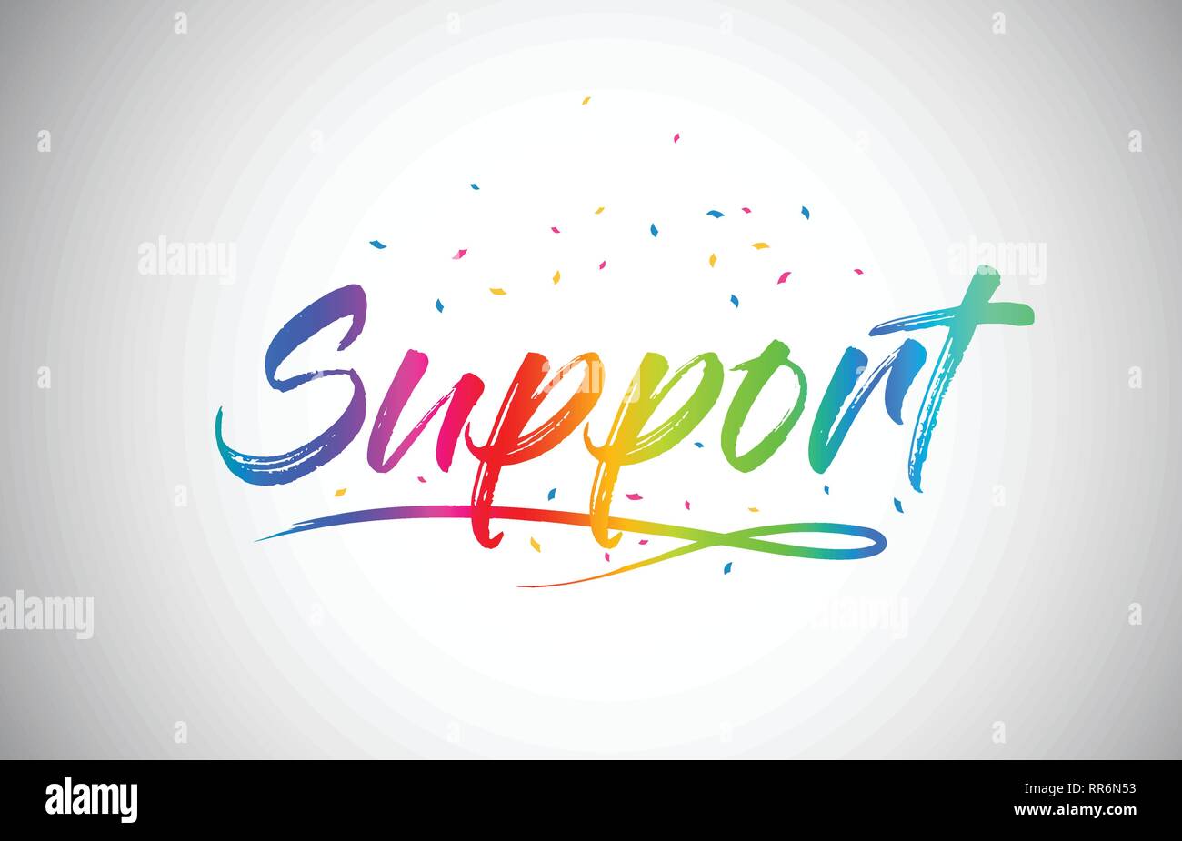 Download Support Creative Word Text With Handwritten Rainbow Vibrant Colors And Confetti Vector Illustration Stock Vector Image Art Alamy SVG Cut Files