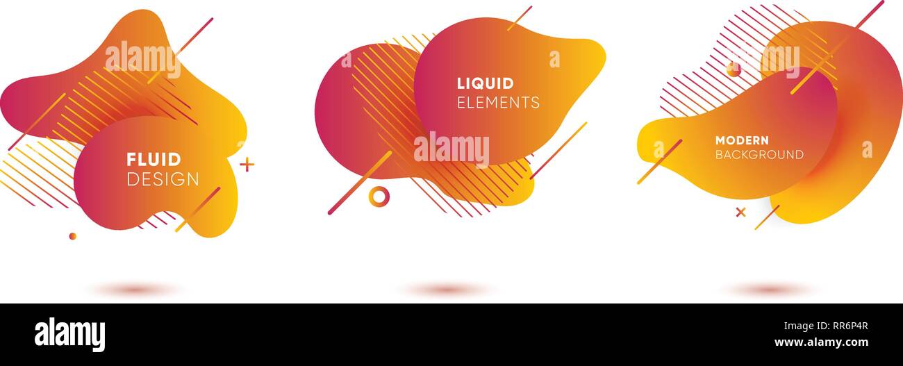 Dynamical colored graphic elements. Gradient abstract banners with ...