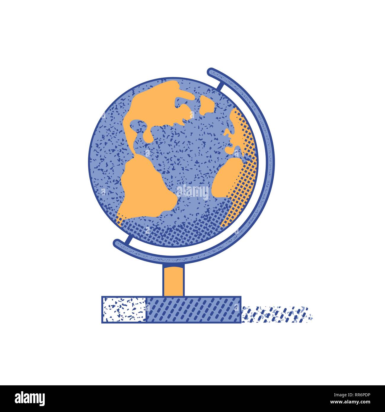 World globe flat hand drawn vector color icon. Stock Vector