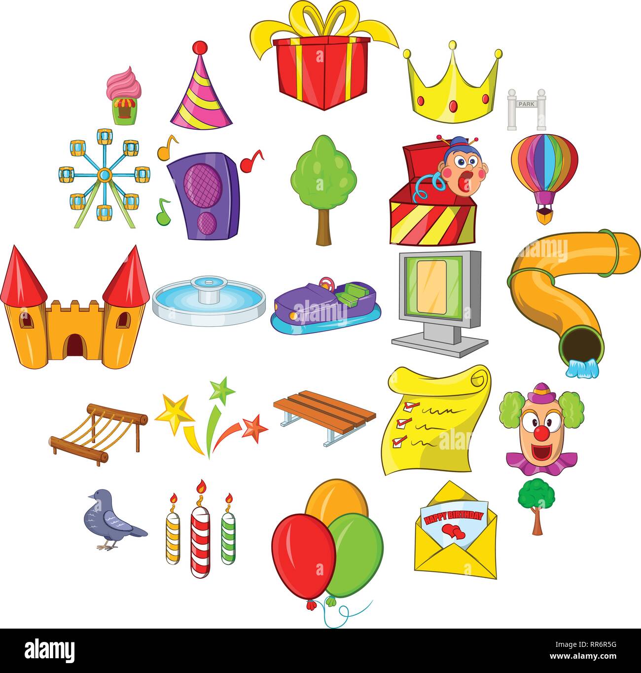Amusement park icons set, cartoon style Stock Vector Image & Art - Alamy