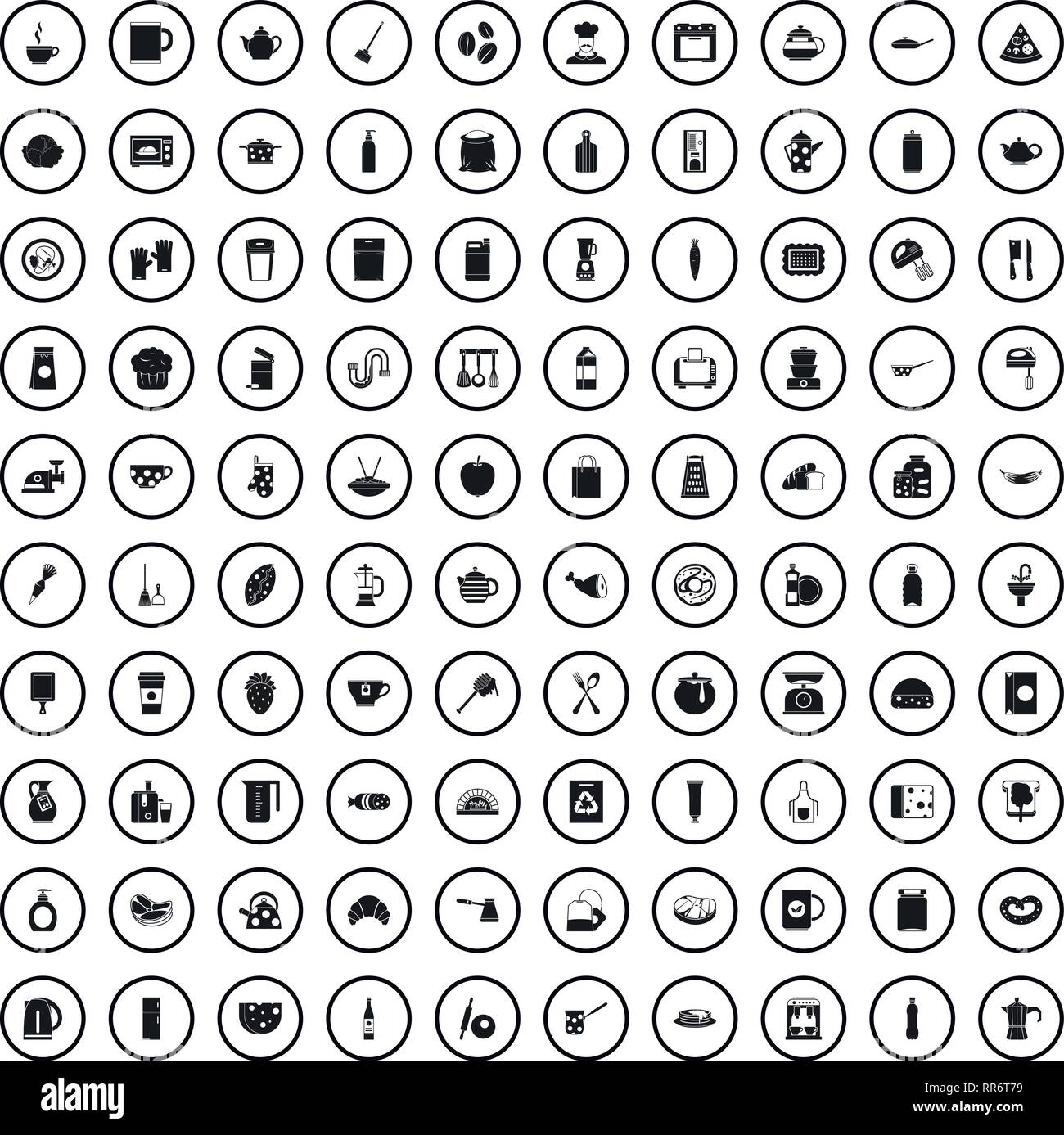 100 kitchen icons set in simple style Stock Vector Image & Art - Alamy