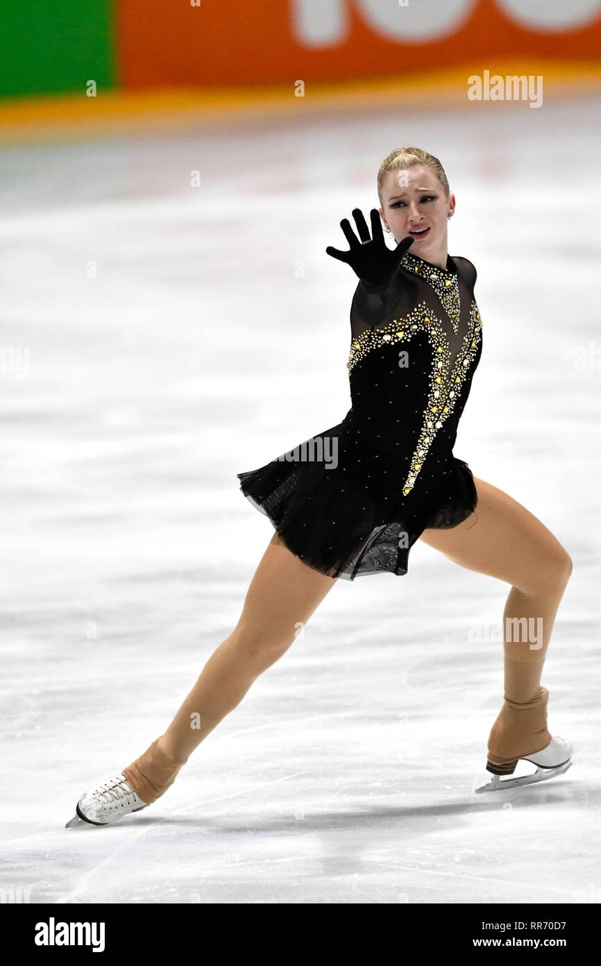 Figure skating: Challenge Cup 2019 on February 24, 2019 at The Uithof in The Hague, Holland. Amber GLENN (USA) in ladies senior free skating Credit: Soenar Chamid/SCS/AFLO/Alamy Live News Stock Photo