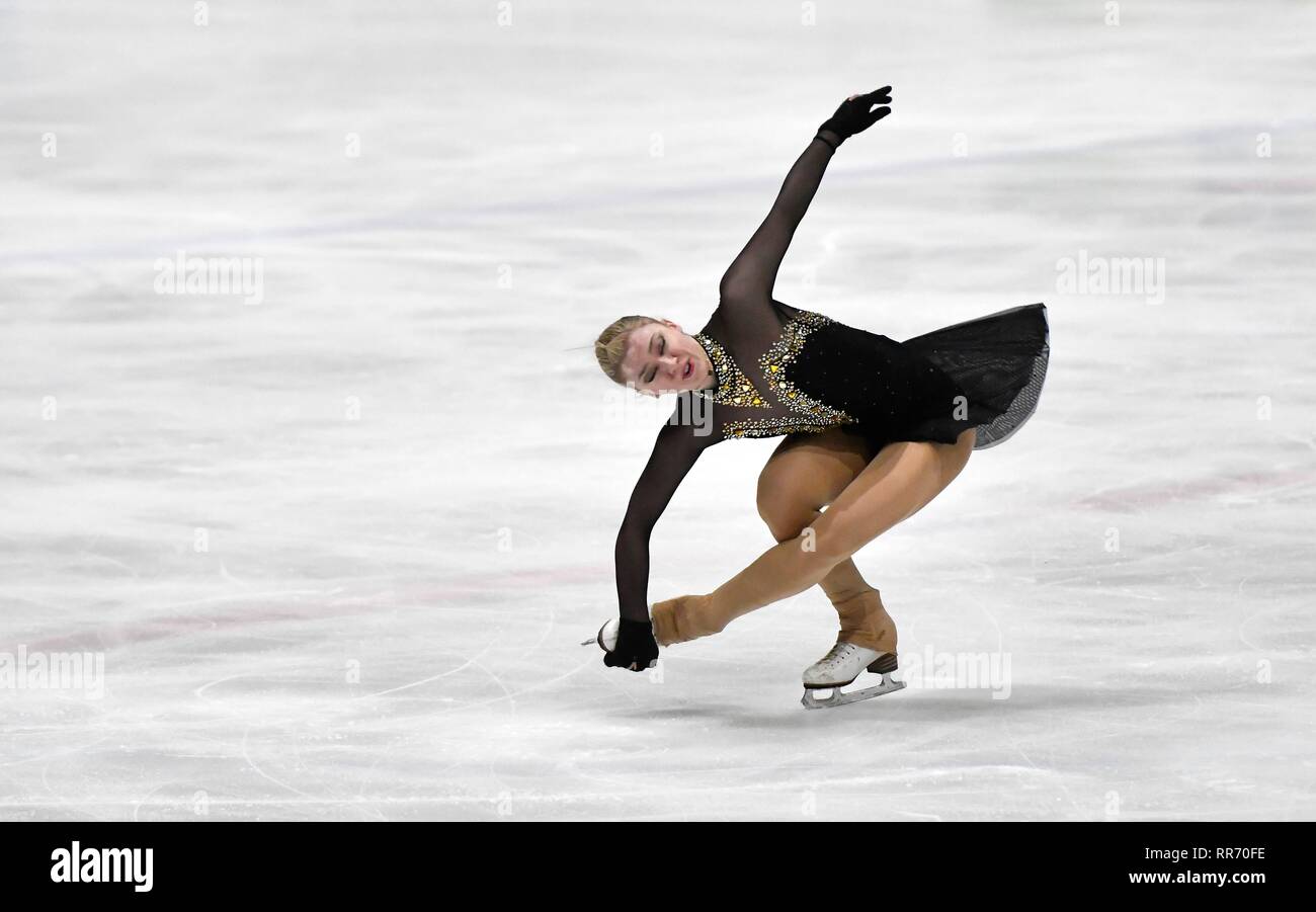 Figure skating: Challenge Cup 2019 on February 24, 2019 at The Uithof in The Hague, Holland. Amber GLENN (USA) in ladies senior free skating Credit: Soenar Chamid/SCS/AFLO/Alamy Live News Stock Photo