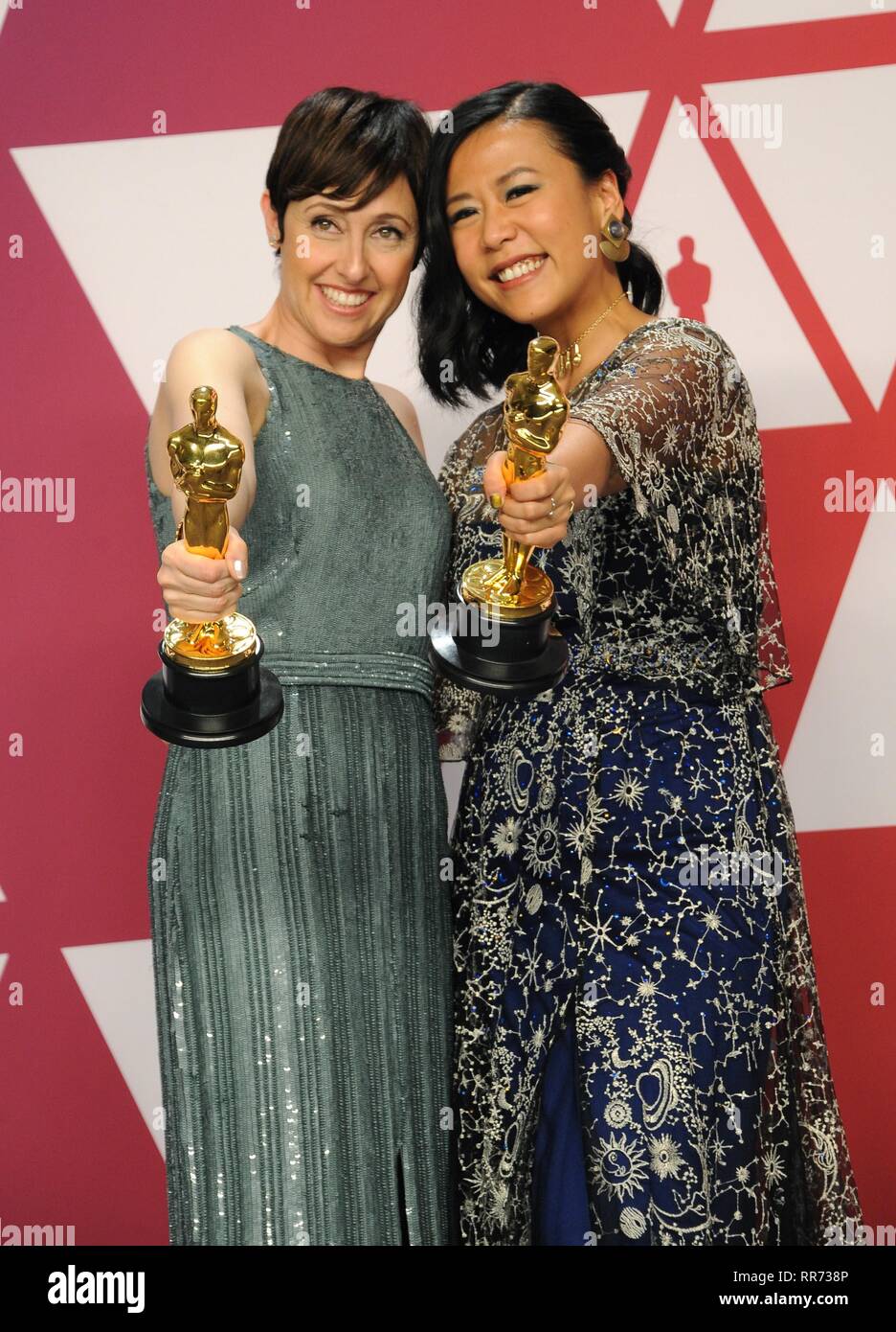 Los Angeles, CA, USA. 24th Feb, 2019. Becky Neiman-Cobb, Domee Shi in the press room for The 91st Academy Awards - Press Room, The Dolby Theatre at Hollywood and Highland Center, Los Angeles, CA February 24, 2019. Credit: Elizabeth Goodenough/Everett Collection/Alamy Live News Stock Photo