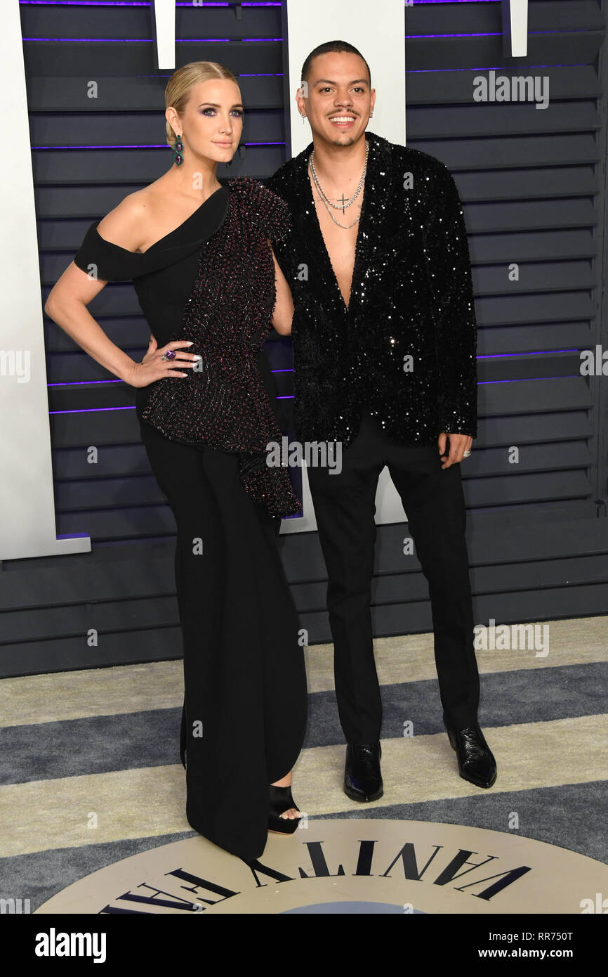 Los Angeles, California, USA. 24th Feb, 2019. 24 February 2019 - Los Angeles, California - Ashlee Simpson, Evan Ross. 2019 Vanity Fair Oscar Party following the 91st Academy Awards held at the Wallis Annenberg Center for the Performing Arts. Photo Credit: Birdie Thompson/AdMedia Credit: Birdie Thompson/AdMedia/ZUMA Wire/Alamy Live News Stock Photo