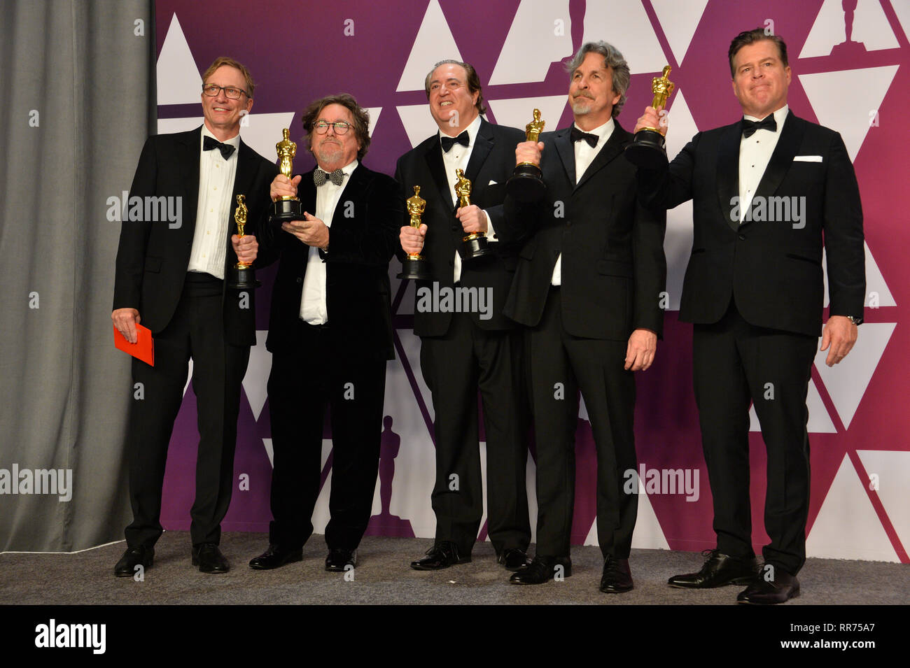 Los Angeles, USA. 24th Feb, 2019. LOS ANGELES, CA. February 24, 2019: Jim Burke, Charles B. Wessler, Brian Currie, Peter Farrelly & Nick Vallelongo at the 91st Academy Awards at the Dolby Theatre. Picture Credit: Paul Smith/Alamy Live News Credit: Paul Smith/Alamy Live News Stock Photo