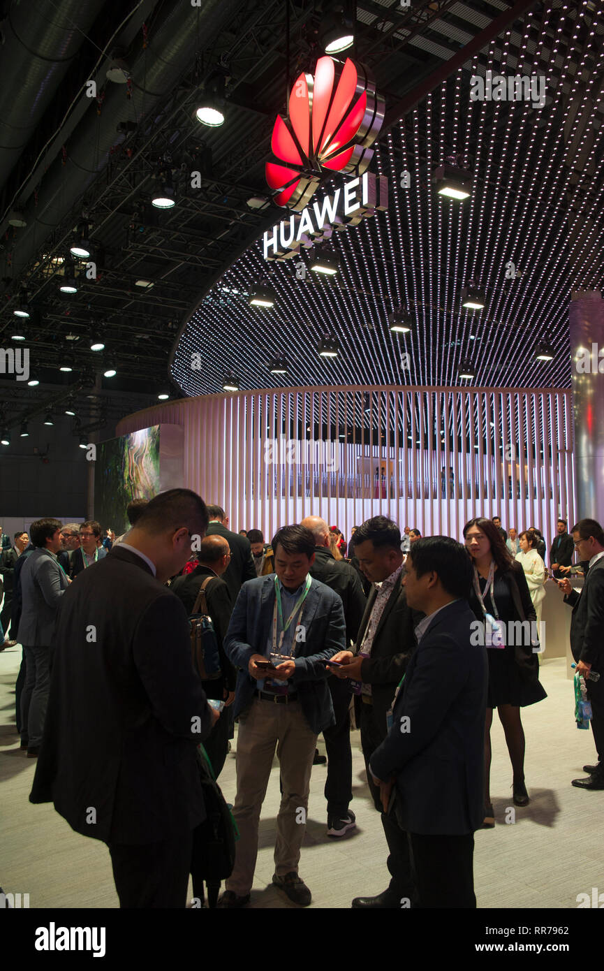 Barcelona, Spain, Monday, Feb. 25, 2019. The Mobile World Congress kicks off with the forecast to exceed 107,000 attendees from more than 200 countries this was the figure reached in its last edition. The mobile congress will revolve around intelligent connectivity and address hyperconnectivity, 5G, the internet of things, artificial intelligence (AI) and big data. Credit: Charlie Perez/Alamy Live News Stock Photo