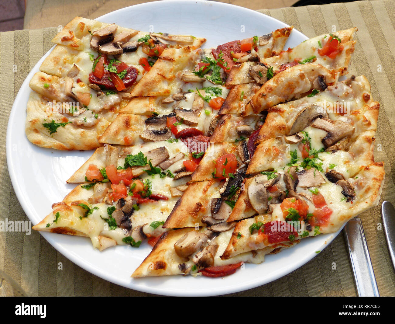 Plate of mixed pide in Turkey. Stock Photo