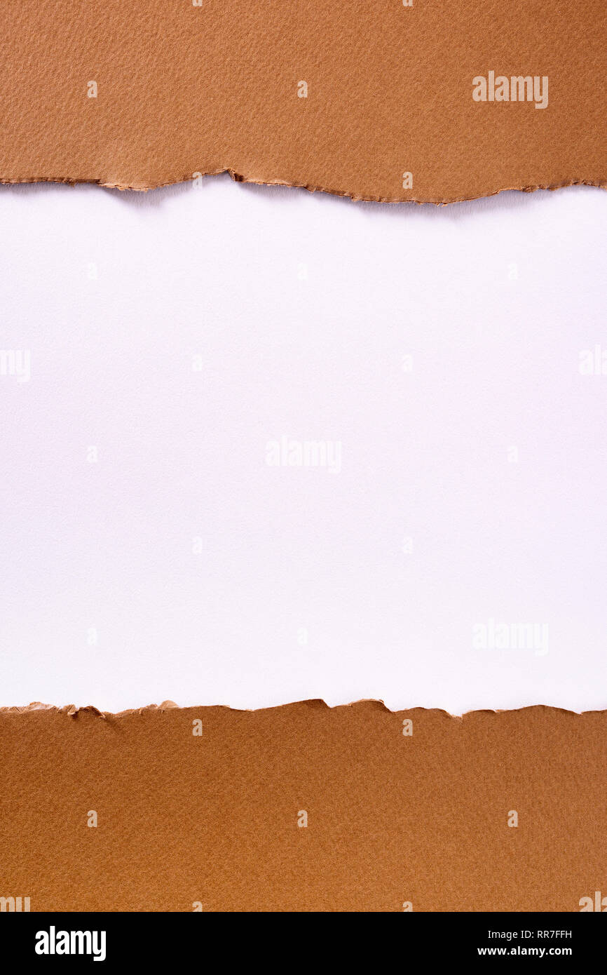 Torn brown paper strip background frame vertical Stock Photo - Alamy