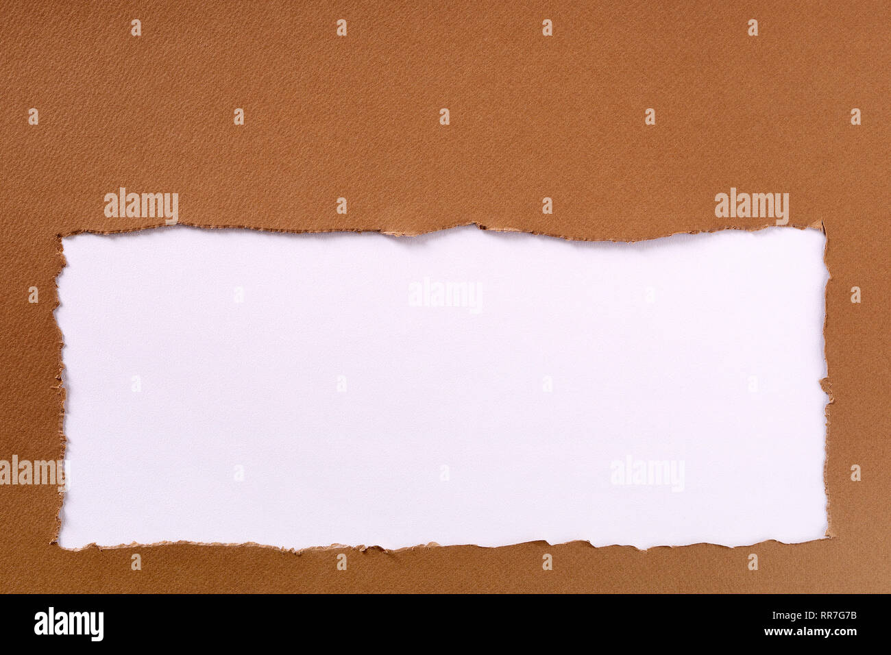 Torn brown paper frame white background Stock Photo - Alamy