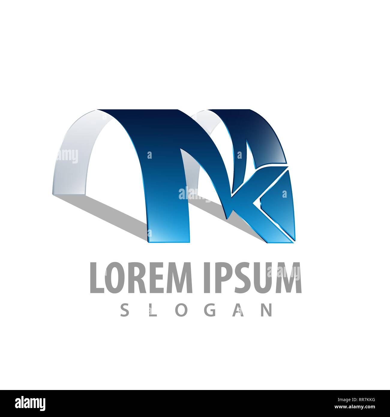Initial letter MK curved logo concept design. Symbol graphic template element Stock Vector