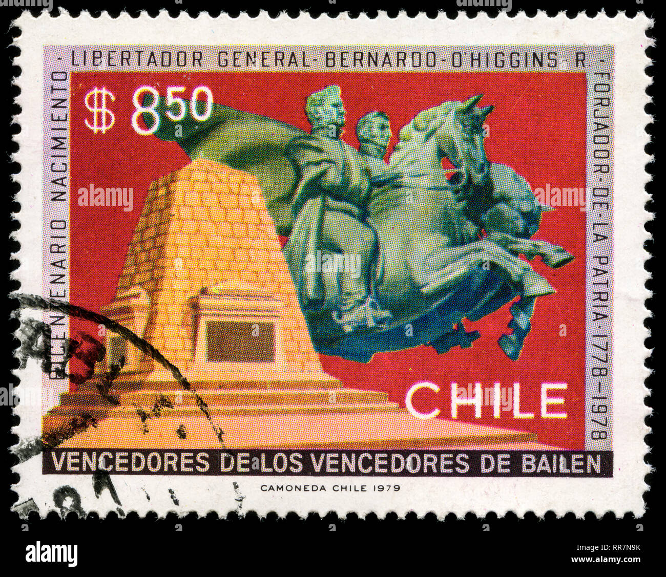 Postage stamp from Chile in the 200th birthday of General Bernardo O'Higgins series issued in 1979 Stock Photo