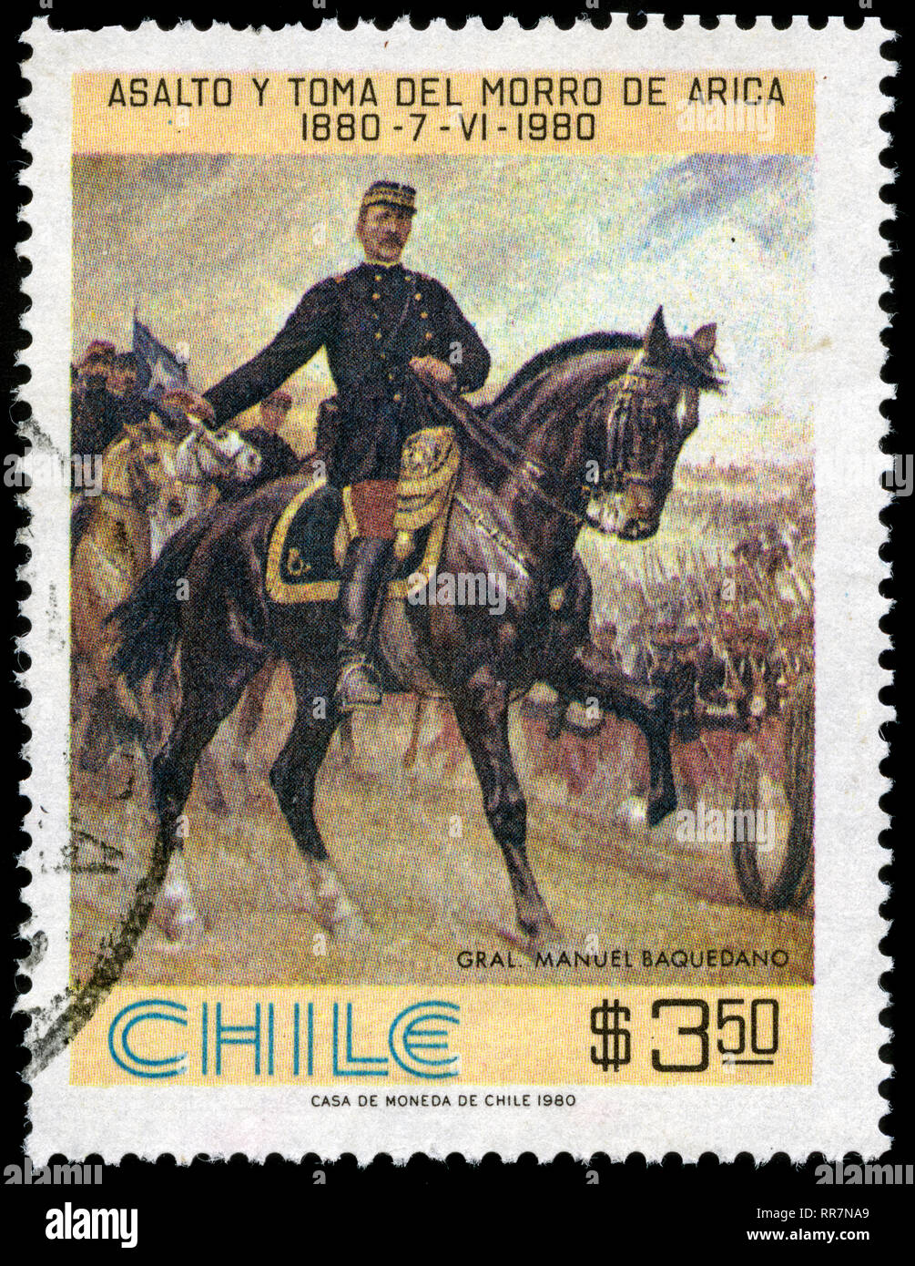 Postage stamp from Chile in the Battle of Morro de Arica Centenary series issued in 1980 Stock Photo