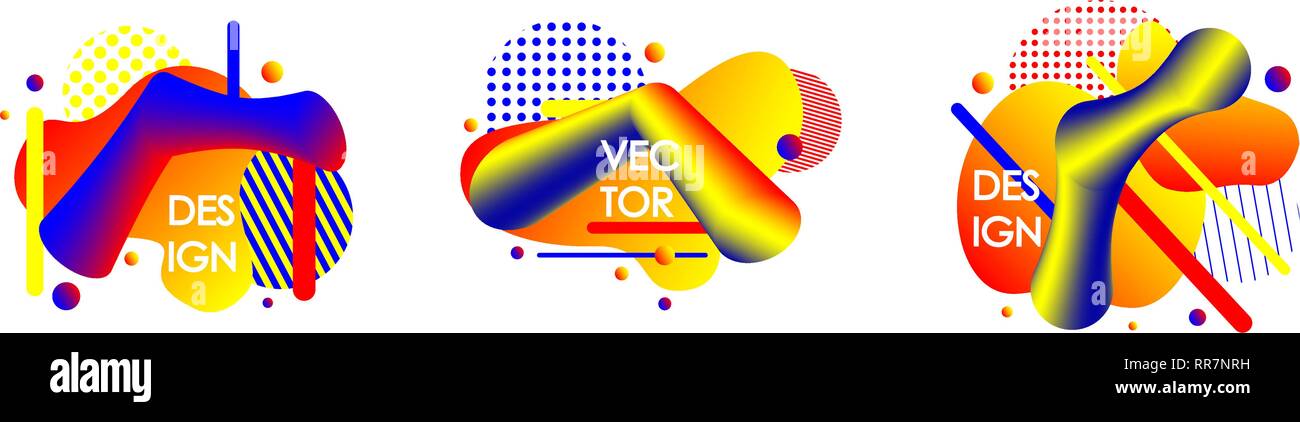 Set of abstract liquid shape. Flat geometric design. Vector ...