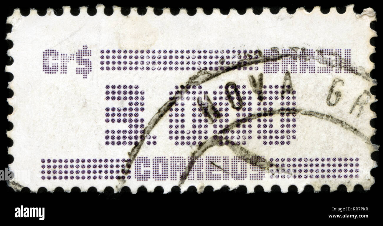 Postage stramp from Brazil in the Mark Post and Emblem series issued in 1985 Stock Photo