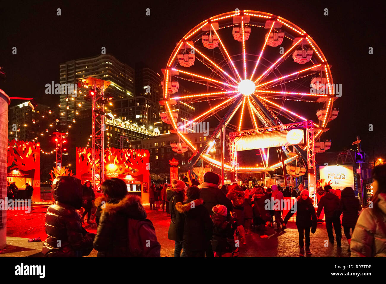 Montreal,Canada,22 February,2019.Montreal en lumieres outdoor winter festival.Credit:Mario Beauregard/Alamy Live News Stock Photo