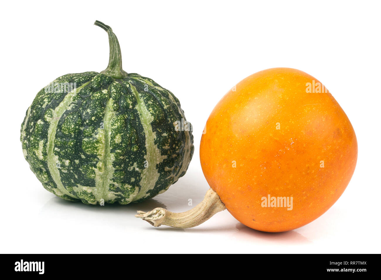 Orange and green decorative pumpkins isolated on white background Stock ...
