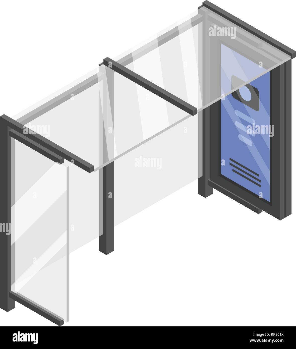 Glass bus stop icon, isometric style Stock Vector