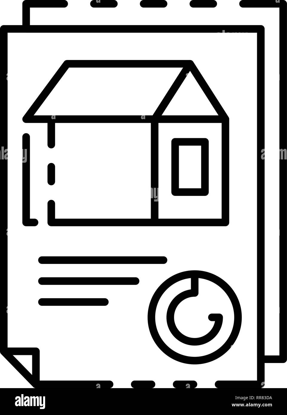 House doc paper icon, outline style Stock Vector