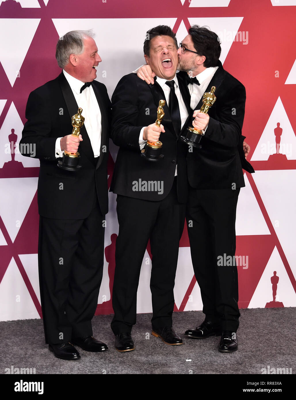 Paul Massey, Tim Cavagin and John Casali with the award for best Sound Mixing for Bohemian Rhapsody in the press room at the 91st Academy Awards held at the Dolby Theatre in Hollywood, Los Angeles, USA. Stock Photo