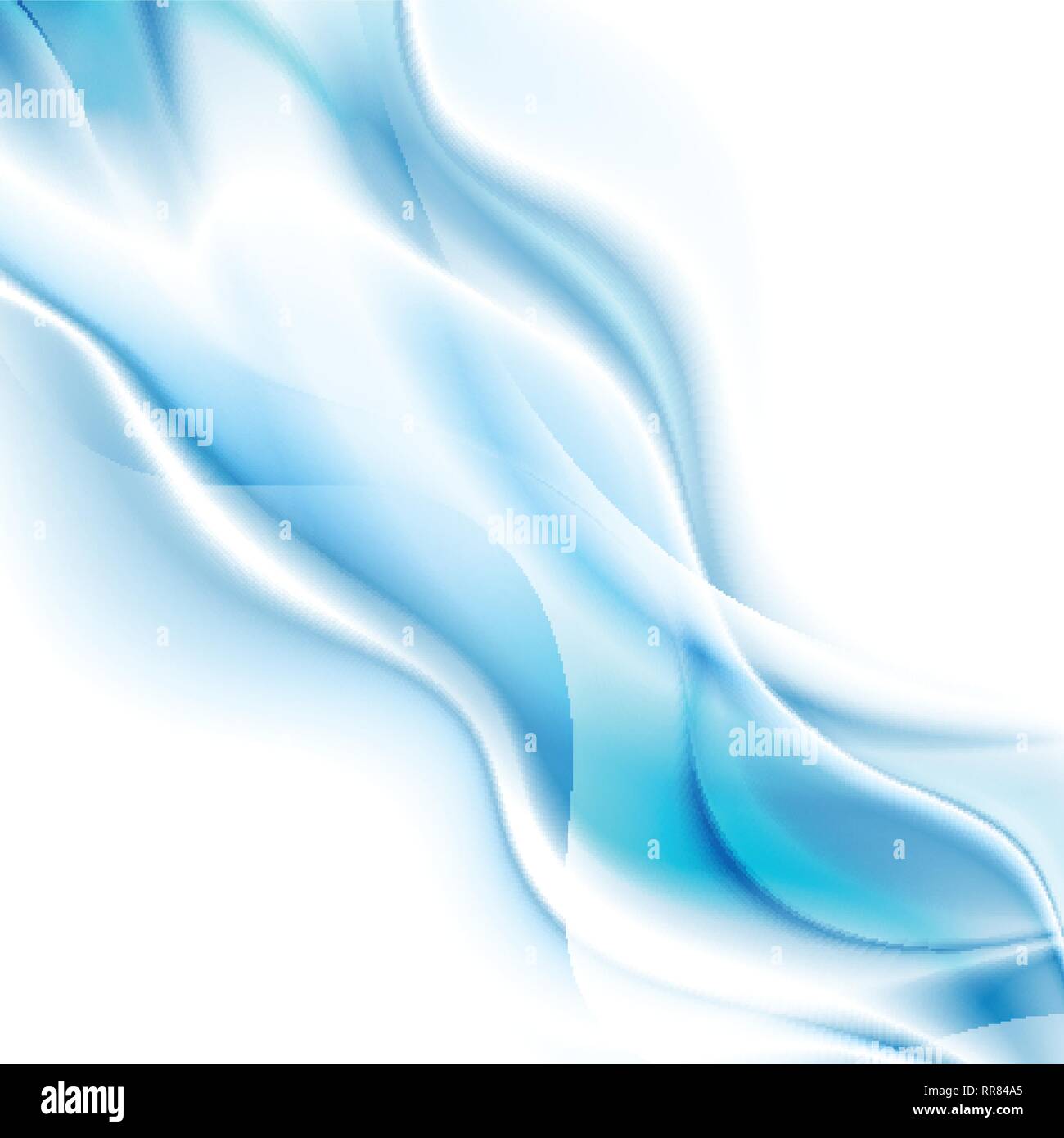 Abstract bright blue smooth flowing waves on white background. Vector ...
