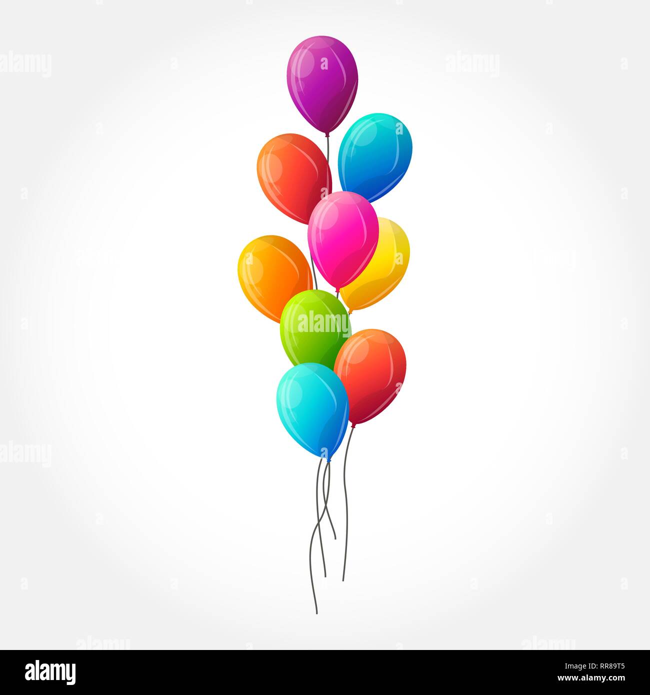 Set of colorful balloons on white background, vector illustration Stock ...