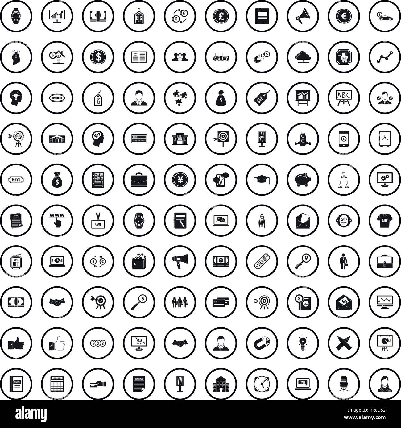 100 lending skill icons set, simple style  Stock Vector