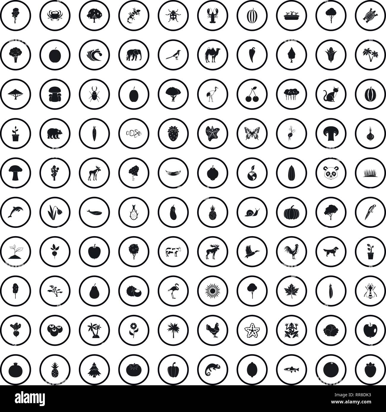 100 live nature icons set in simple style Stock Vector Image & Art - Alamy