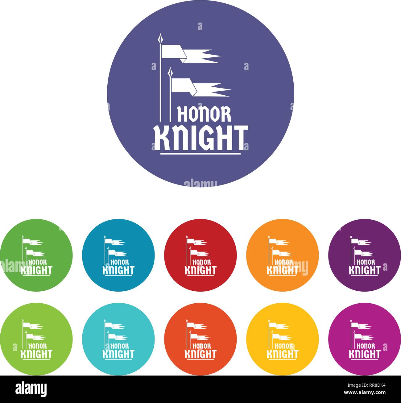Flag knight icons set vector color Stock Vector